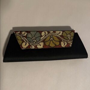 Vintage hand stained Black Envelope Clutch Purse Floral Avanteguard Formal event